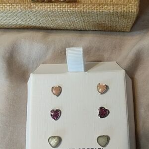 Dainty Heart-Shaped Stud Earrings Set Gold Silver Purple